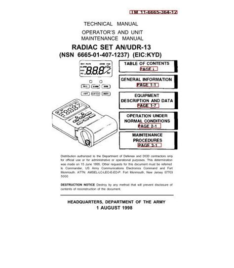 Technical Manual Radiac Set An Udr 13