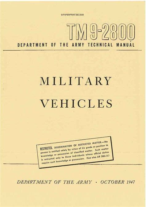 Technical Manuals For Army Vehicles