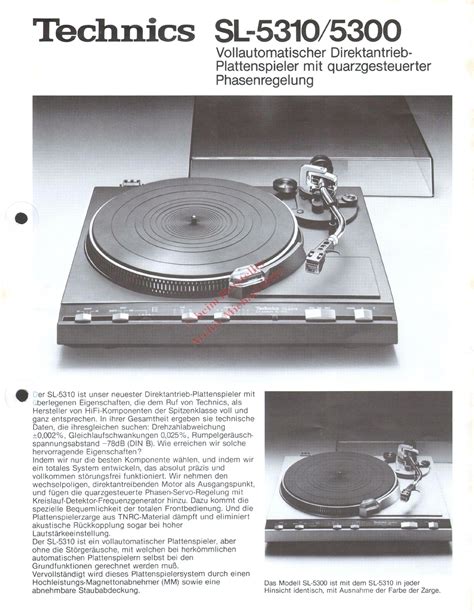 Technics Sl 5300 Sl 5310 Service Manual