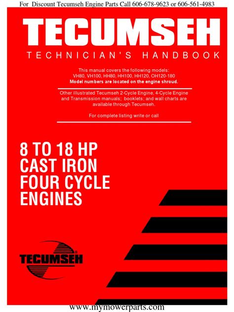 Tecumseh 8hp 18hp Cast Iron Four Cycle Engines Full Service Repair Manual