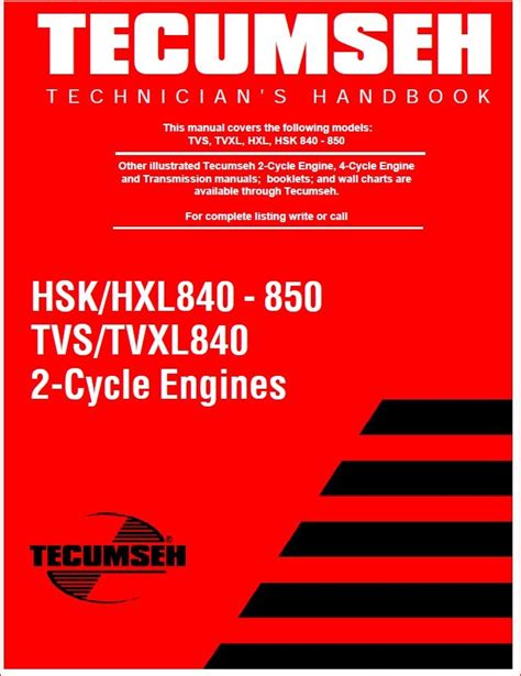 Tecumseh Hsk Hxl Tvs Tvxl 2 Cycle Engine Full Service Repair Manual