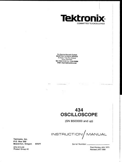 Tektronix 434 Oscilloscope Repair Manual