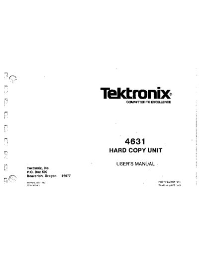 Tektronix 4631 Hard Copy Unit Instruction Service Manual Download