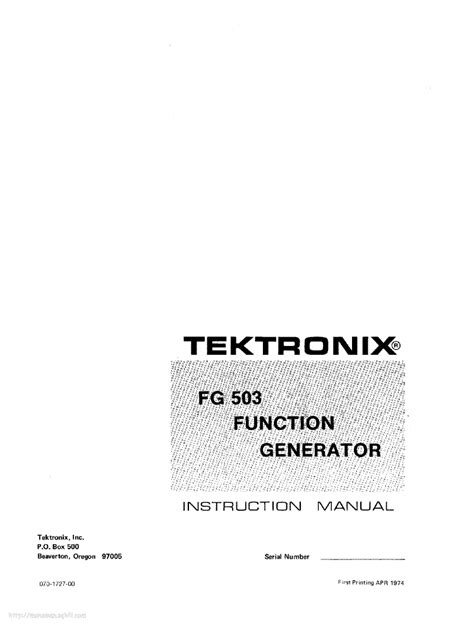 Tektronix Fg 503 Function Generator Instruction Service Manual Download