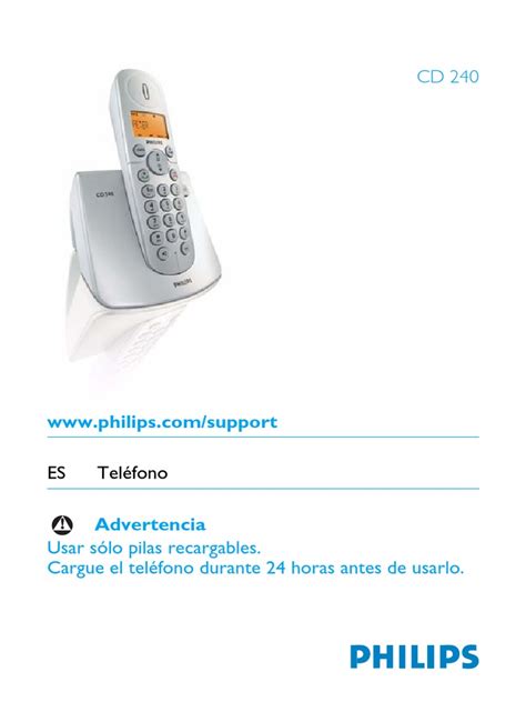 Telefono Inalambrico Philips Cd 240 Manual Instrucciones