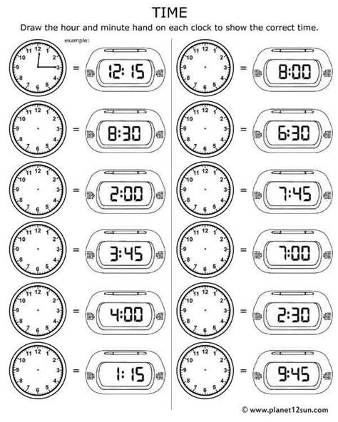 Telling Time Digital Clock Worksheets Printable