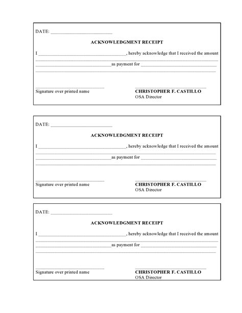 Template Acknowledgement Receipt