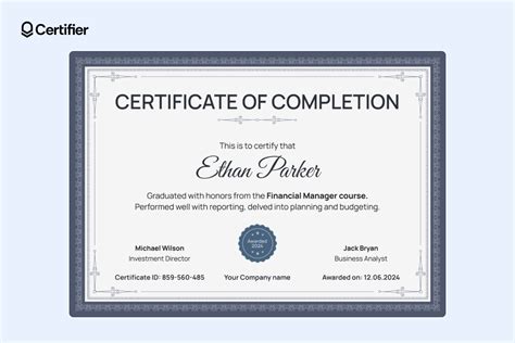 Template Certificate Of Completion