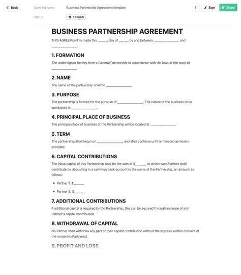 Template Contract Between Business Partners