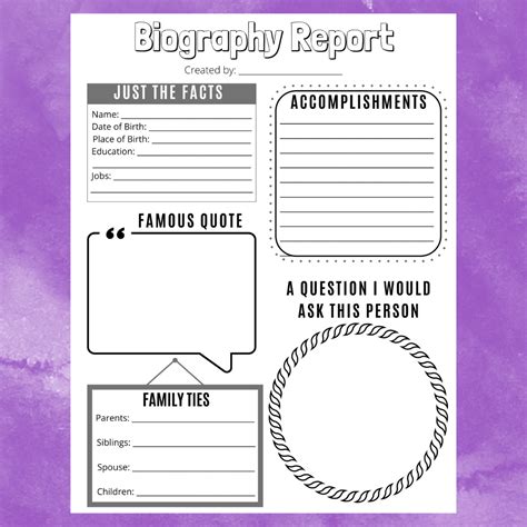 Template For A Biography Report