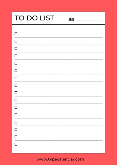 Template For A To Do List
