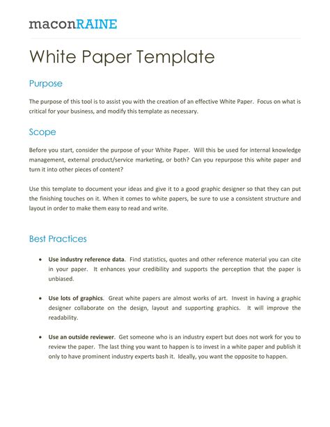 Template For A White Paper