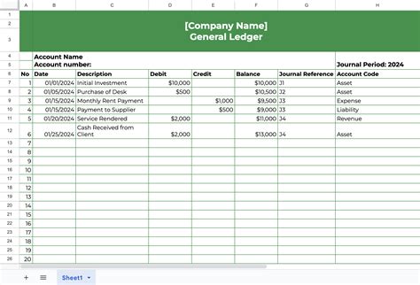 Template For Accounting Ledger