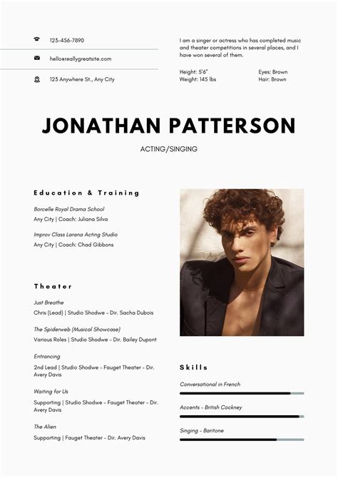 Template For Acting Resume