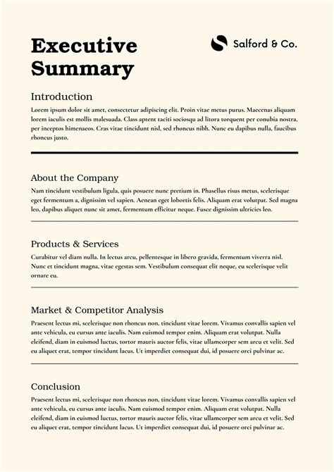 Template For An Executive Summary