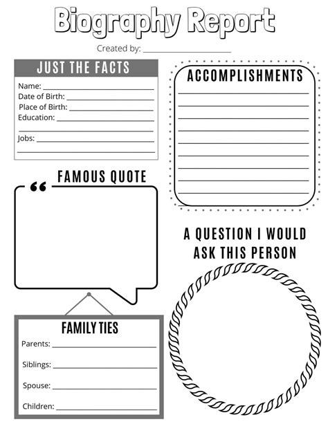 Template For Biography Report