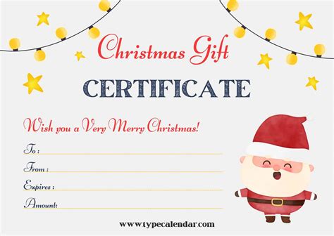 Template For Christmas Gift Certificate