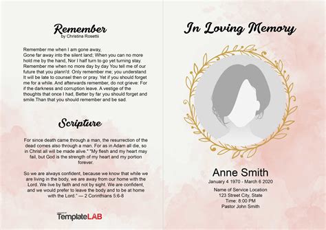 Template For Funeral Program On Word Free