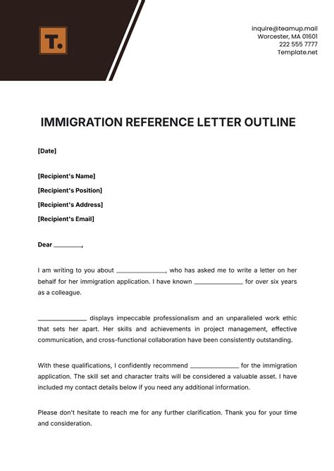 Template For Immigration Reference Letter