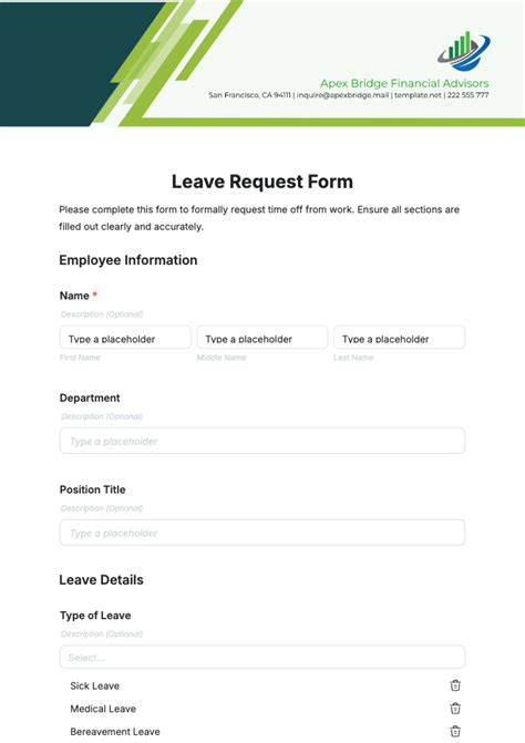 Template For Leave Request