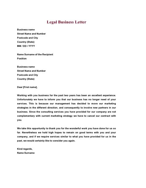 Template For Legal Letter