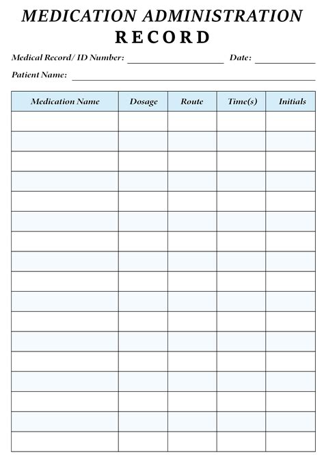 Template For Medication Administration Record