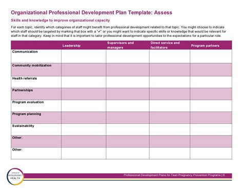 Template For Professional Development Plan