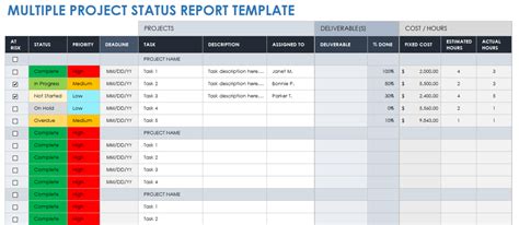 Template For Project Status