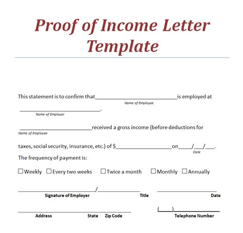Template For Proof Of Income