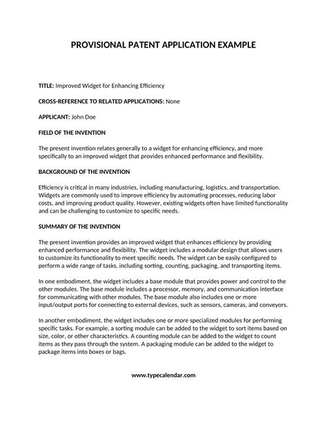 Template For Provisional Patent