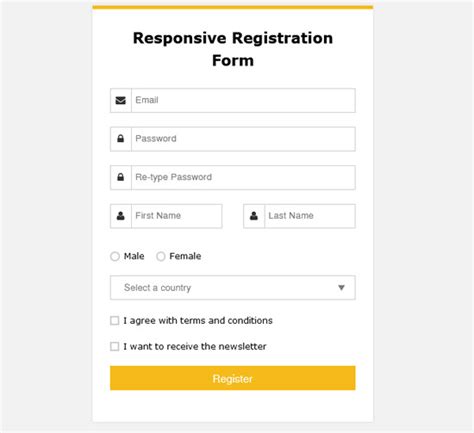 Template For Registration Form In Html And Css Free Download