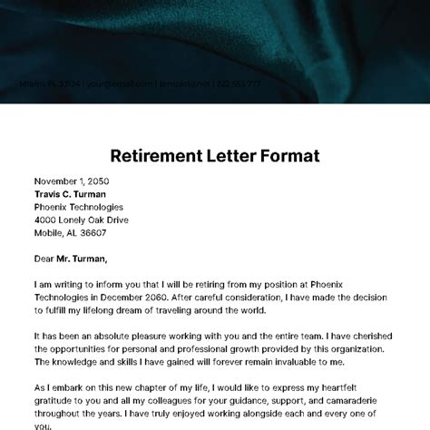 Template For Retirement Letter