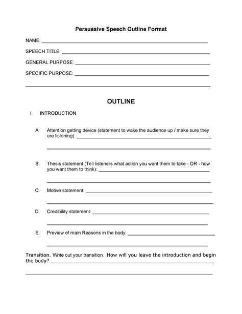 Template For Speech Outline