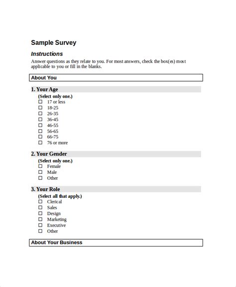 Template For Survey Word