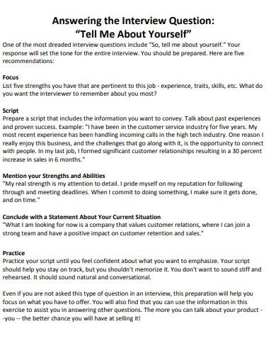 Template For Tell Me About Yourself Softwarw Engineer Sample