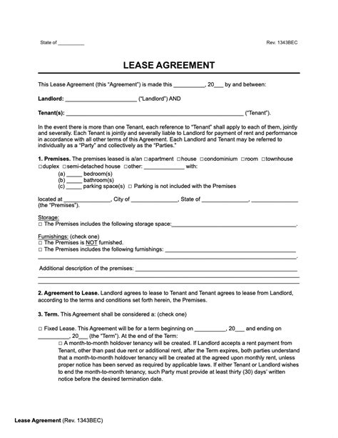 Template Lease Agreement