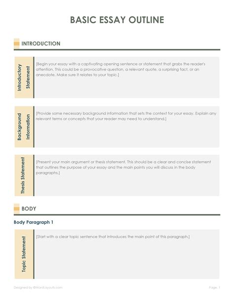Template Of Essay