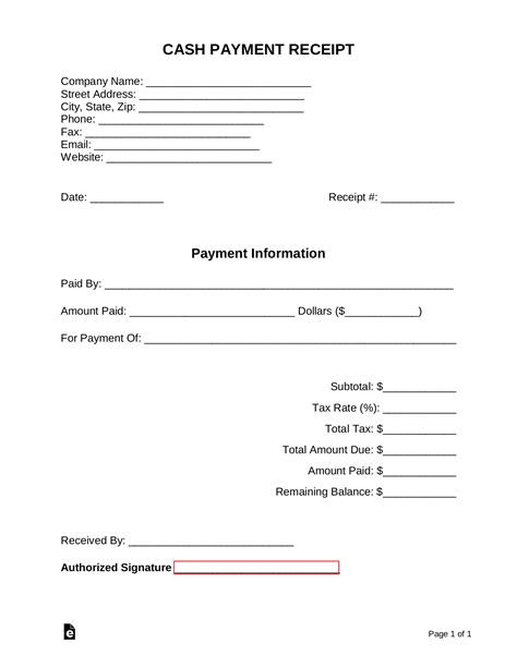 Template Receipt For Payment