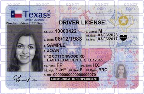 Template Texas Drivers License