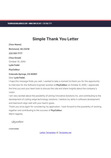 Template Thank You Letter