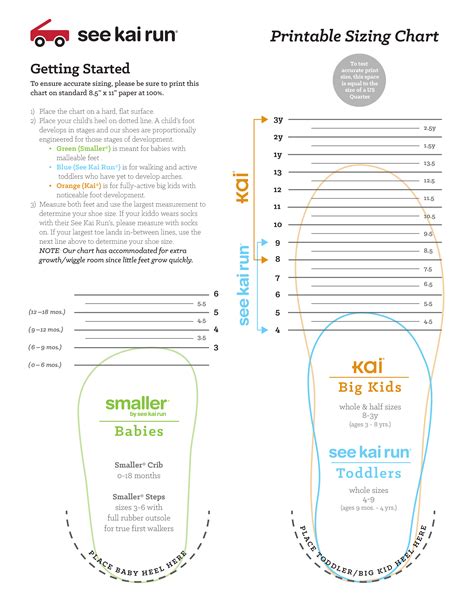 Ten Little Shoe Size Chart