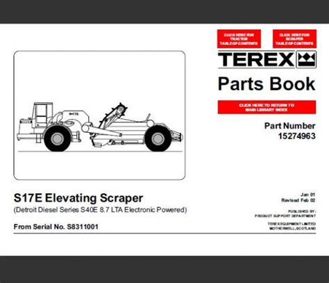 Terex S17e Elevating Scraper Parts Catalog Manual