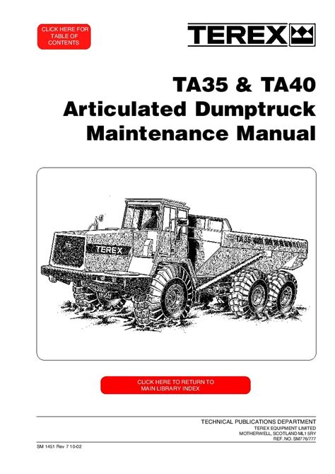 Terex Ta35 Ta40 Articulated Dump Truck Service Manual