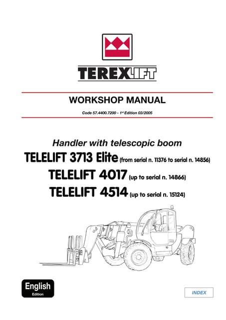 Terex Telelift 3713 Sx Telescopic Handler Service Repair Workshop Manual Download