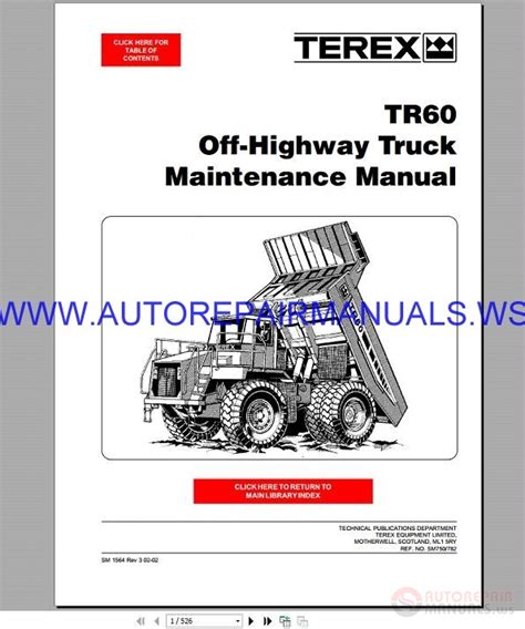 Terex Tr60 Off Highway Truck Maintenance Manual