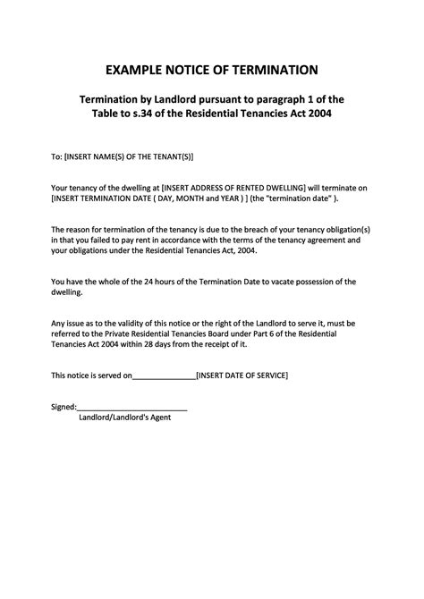 Termination Notice Template