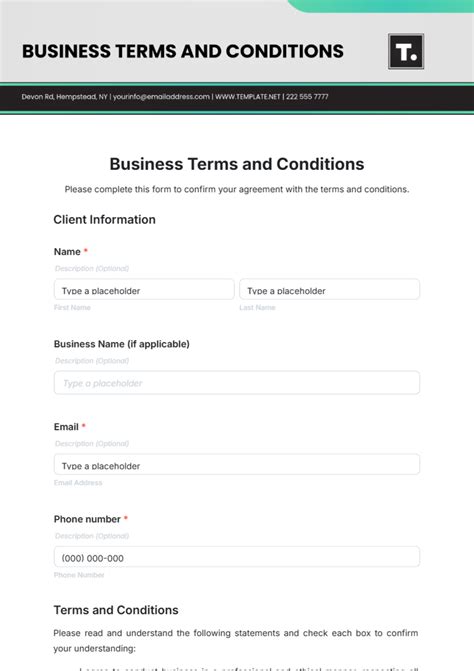 Terms And Conditions Template For Business