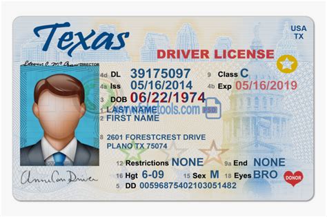 Texas Id Template Free