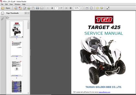 Tgb Target 400 425 Atv Full Service Repair Manual