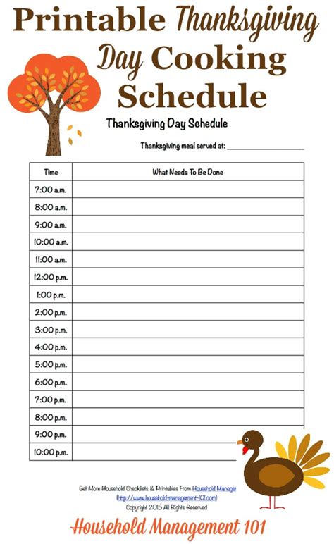 Thanksgiving Cooking Timeline Template